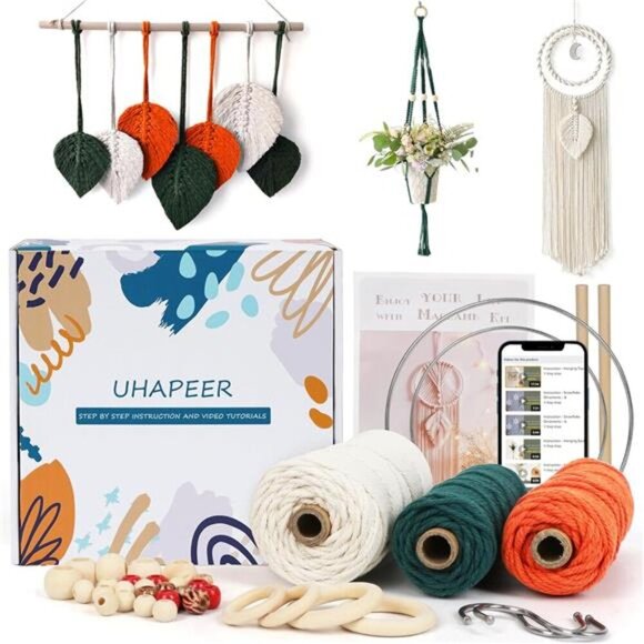 Macrame Kits for Adults Beginners, DIY Macrame Plant Hanger Kit Macrame Supplies - Picture 1 of 14